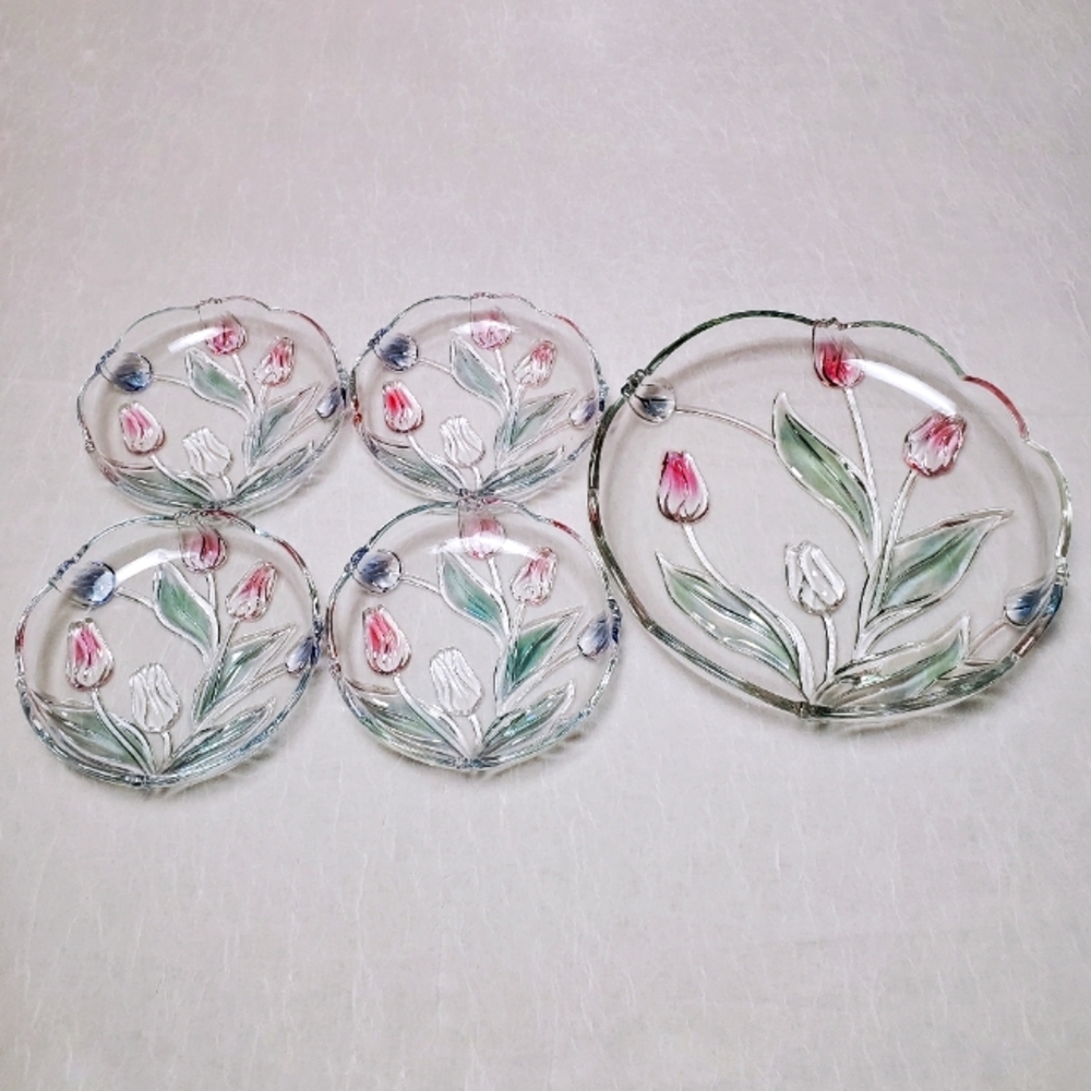 Mikasa Tivoli Tulip Crystal Serving Dish Plate Set